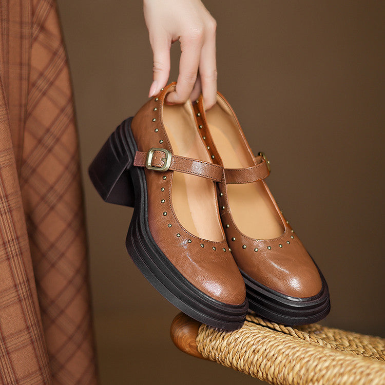 Genuine Leather Heeled Reva