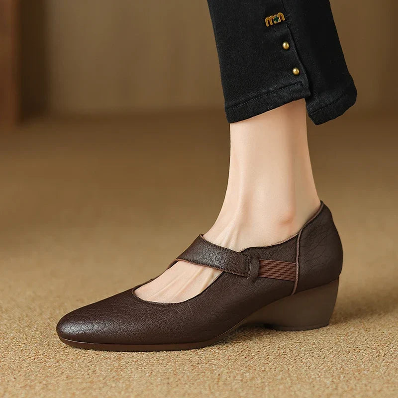 Authentic Leather Mary Jane Heels