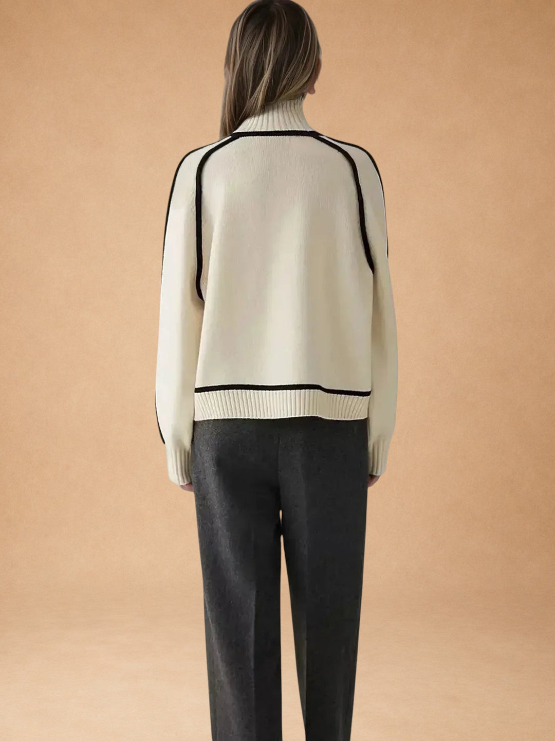 Vasiliki - Elegant Plain Sweater with High Neck