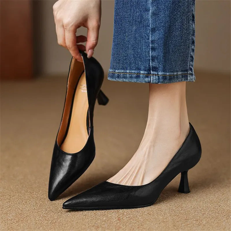 Authentic Leather Stiletto Heels Avero