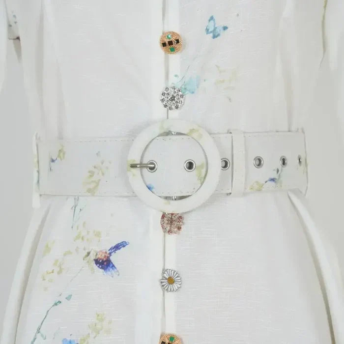 Amelia – Classic Floral Blue High Neck Elegance