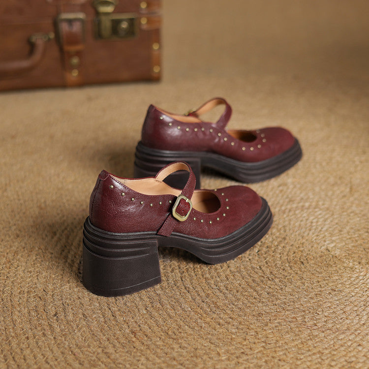 Genuine Leather Heeled Reva