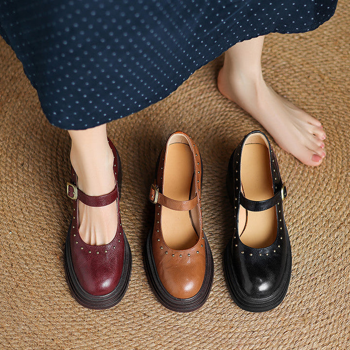 Genuine Leather Heeled Reva
