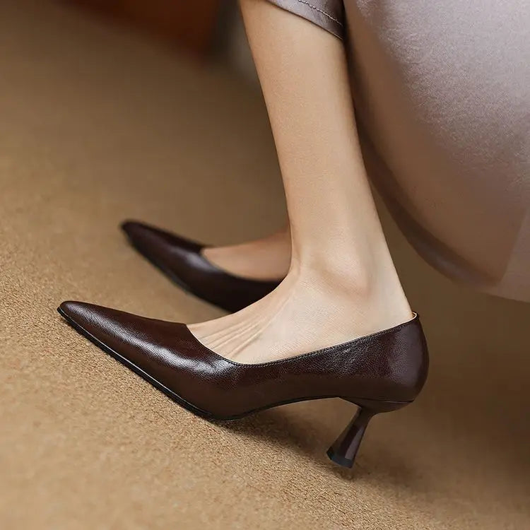 Authentic Leather Stiletto Heels Avero