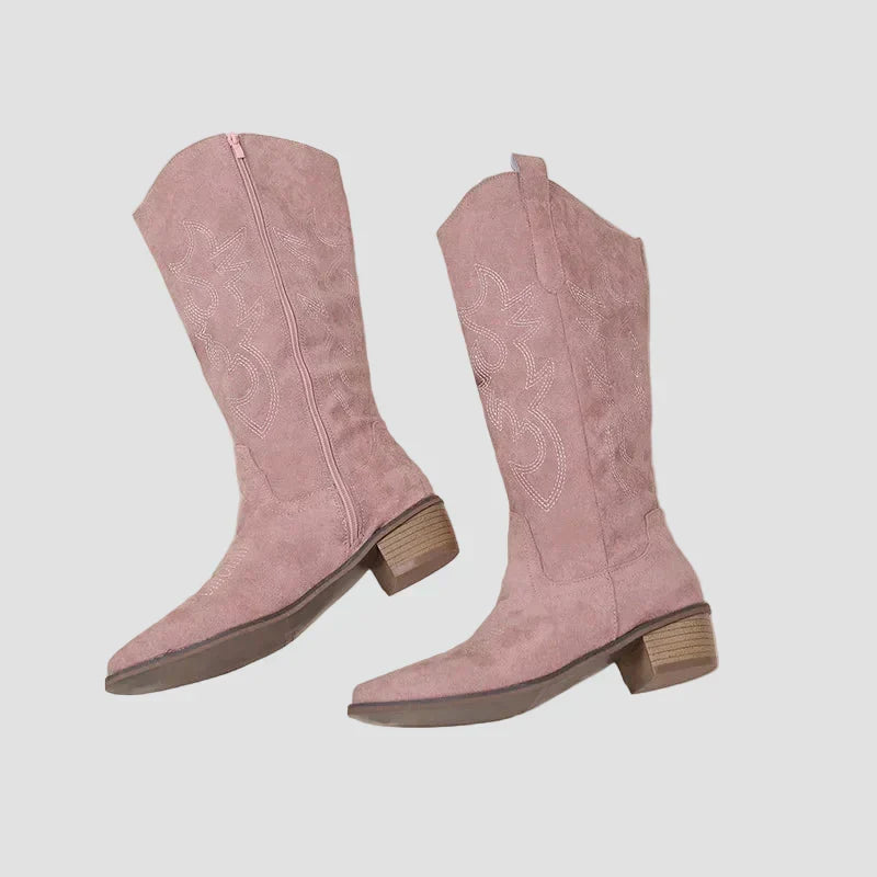 Katerina - Suede Cowboy Western Boots