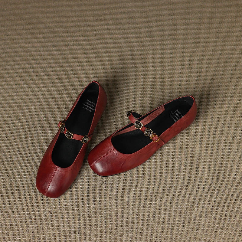 Rosie Genuine Leather Mary Jane Ballet Flats