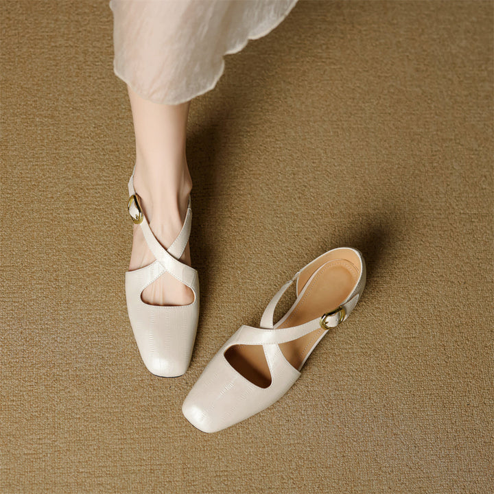 Cavra Genuine Leather Cross-Strap Heels