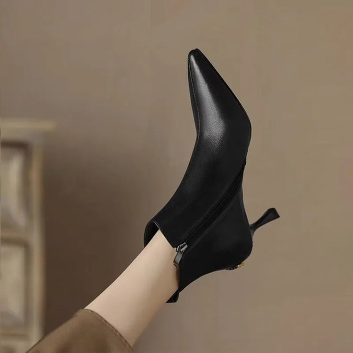 Shiny Ankle Boots with Cat Design