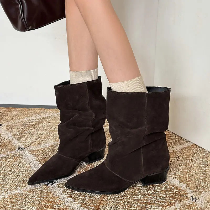 Delia Genuine Leather Mid-Calf Boots