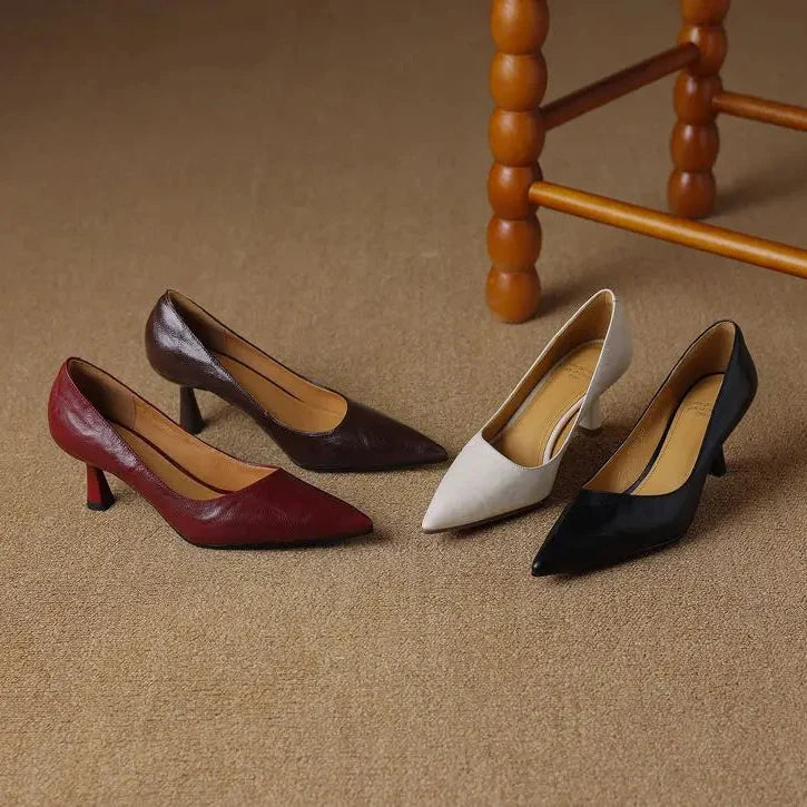Authentic Leather Stiletto Heels Avero