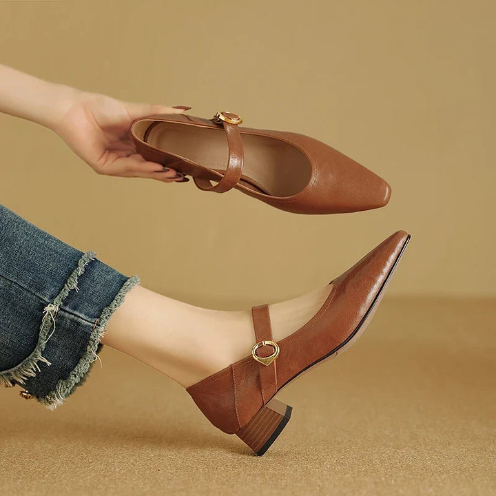 Genuine Leather Heels in Merlot Colour