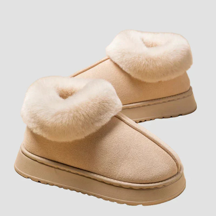 Georgia - Comfortable Home Slippers with Fur Collar