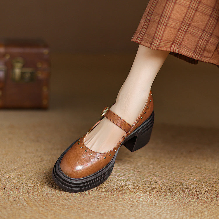 Genuine Leather Heeled Reva