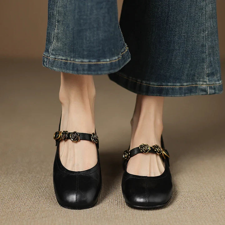 Rosie Genuine Leather Mary Jane Ballet Flats