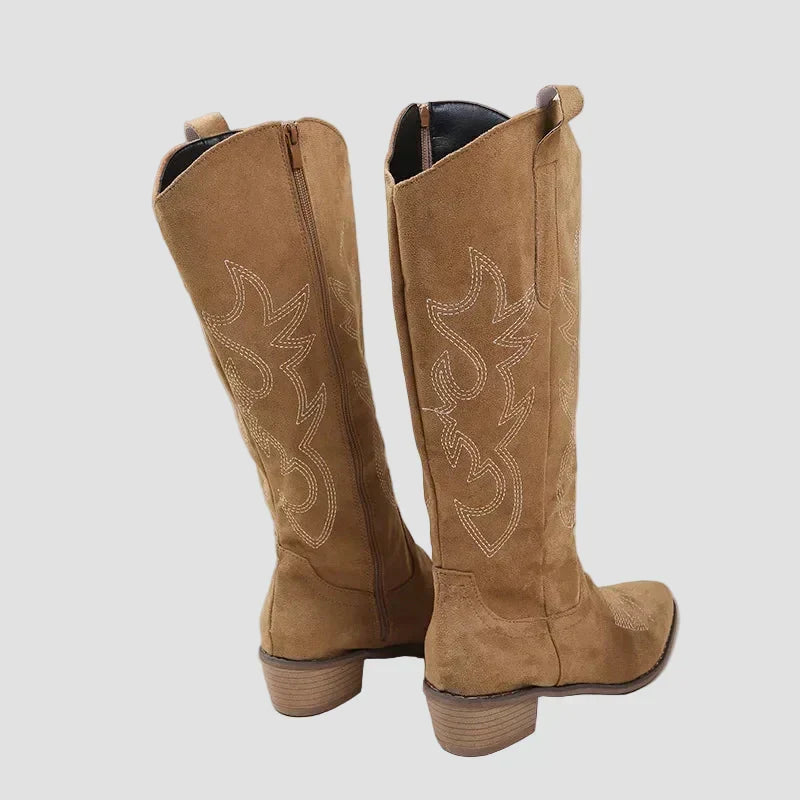 Katerina - Suede Cowboy Western Boots