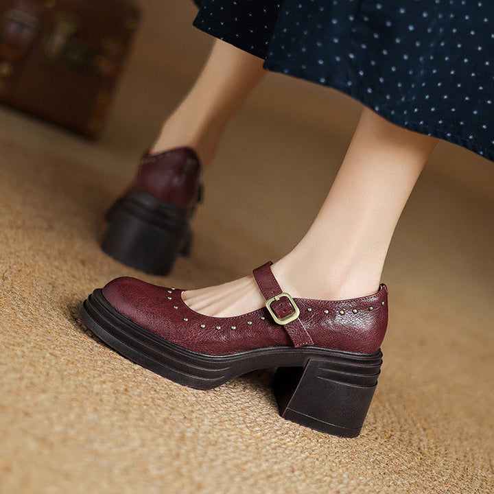 Genuine Leather Heeled Reva