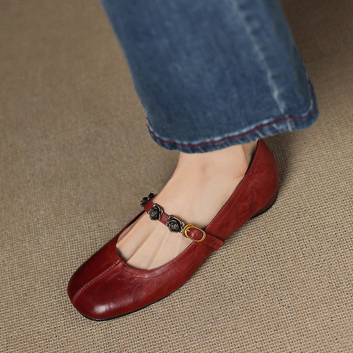 Rosie Genuine Leather Mary Jane Ballet Flats
