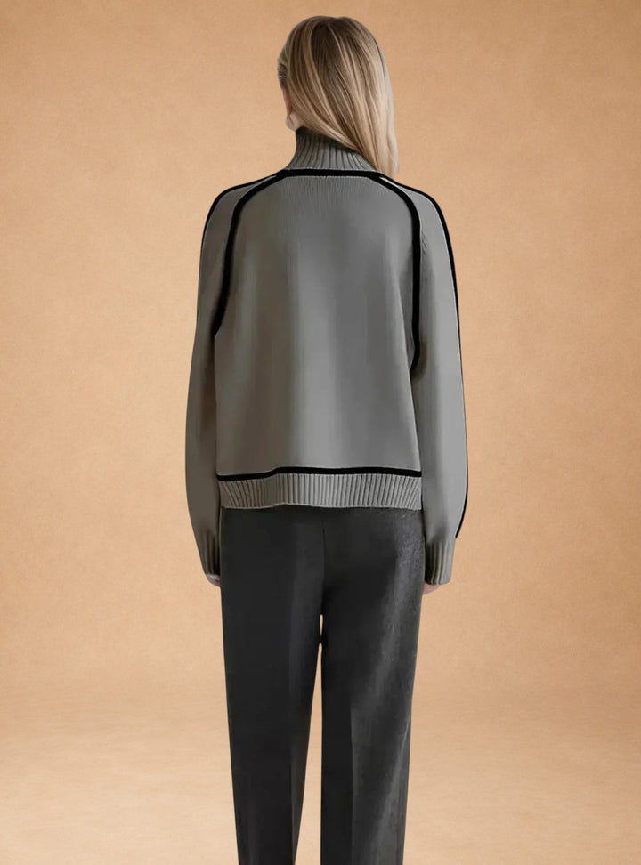 Vasiliki - Elegant Plain Sweater with High Neck