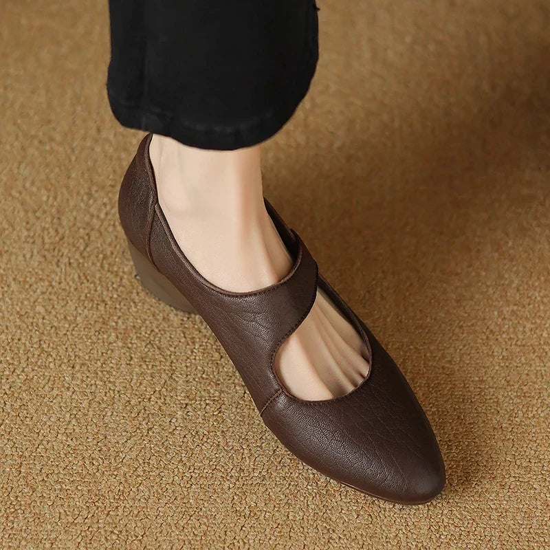 Authentic Leather Mary Jane Heels