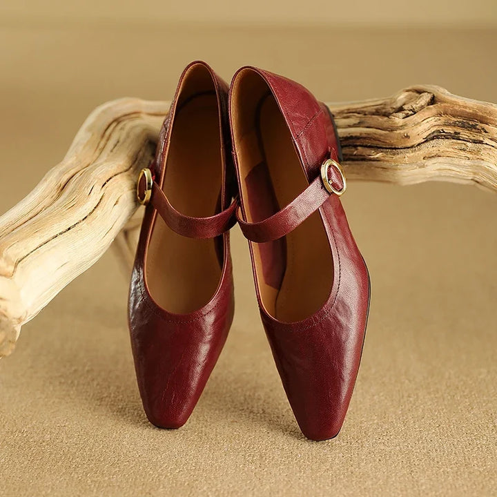 Genuine Leather Heels in Merlot Colour