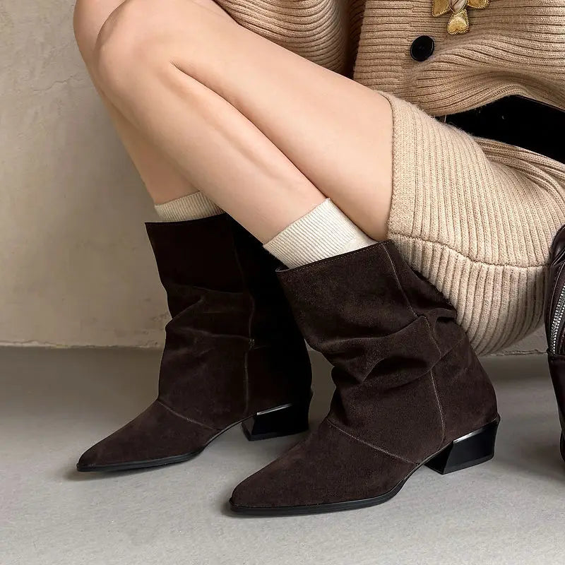 Delia Genuine Leather Mid-Calf Boots