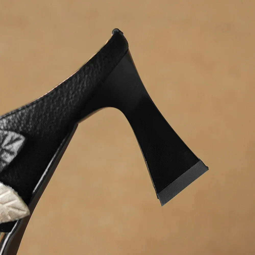 Genuine Leather Heels in Dark Red Colour
