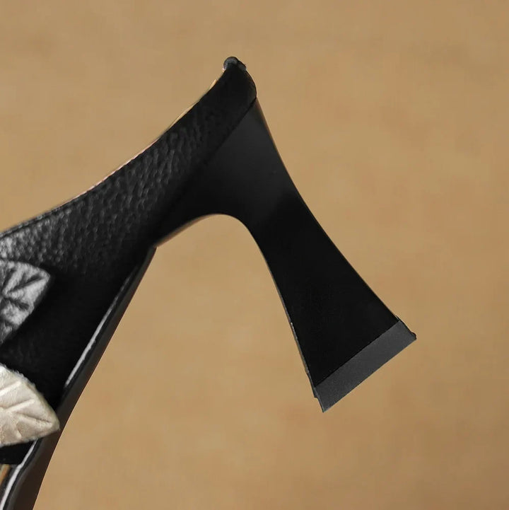 Genuine Leather Heels in Dark Red Colour