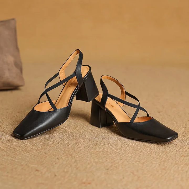 Genuine Leather Heels Stone