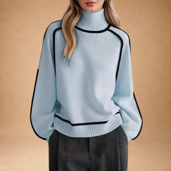 Vasiliki - Elegant Plain Sweater with High Neck