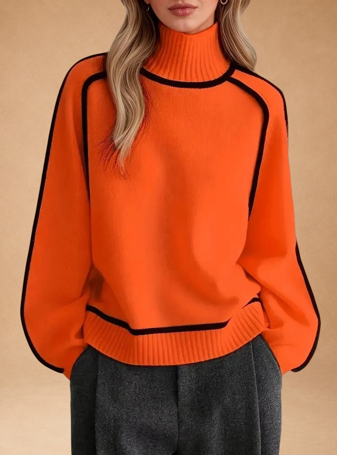 Vasiliki - Elegant Plain Sweater with High Neck