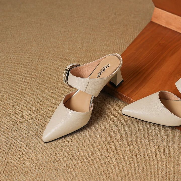 Genuine Leather Heels in Dark Red Colour