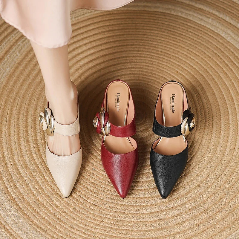 Garnet Genuine Leather Heels