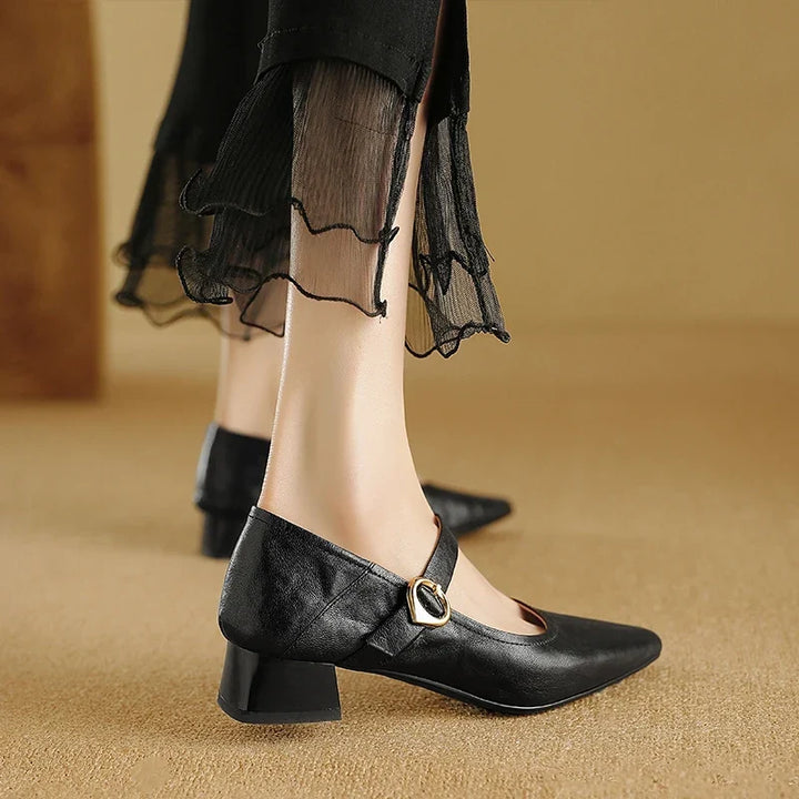 Genuine Leather Heels in Merlot Colour