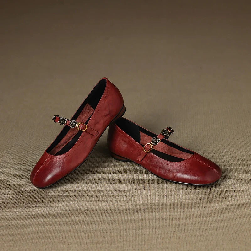Rosie Genuine Leather Mary Jane Ballet Flats