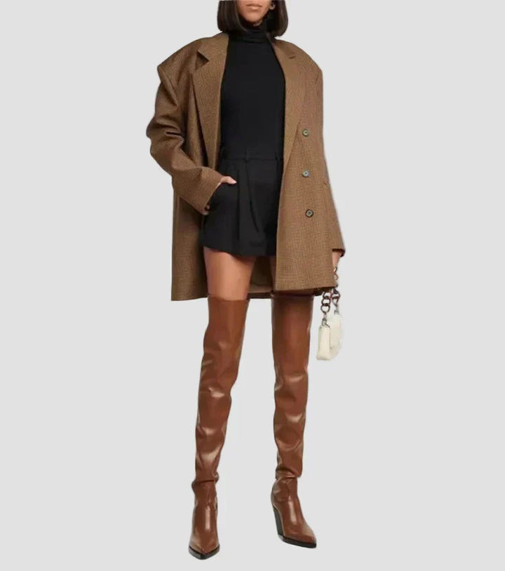Ioanna - Knee-High Heeled Boots with Leather Look