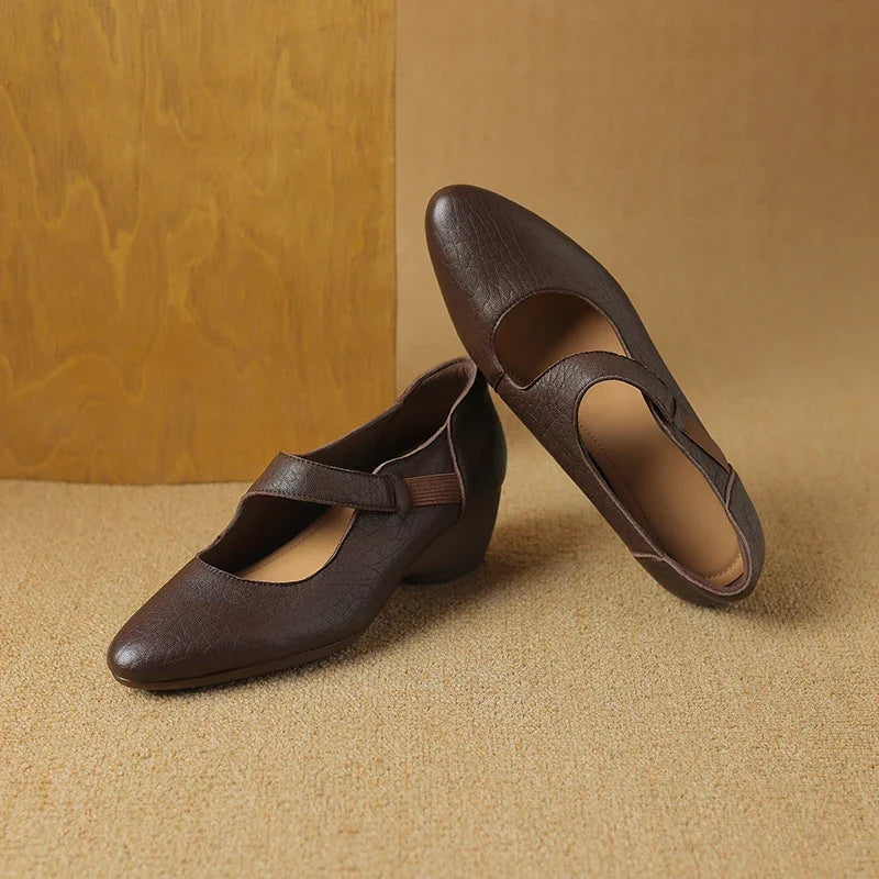 Authentic Leather Mary Jane Heels