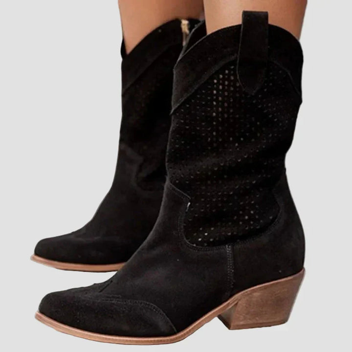 Xenia - Modern Cowboy Boots in Denim with Side Zip