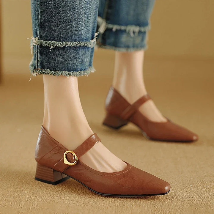 Genuine Leather Heels in Merlot Colour
