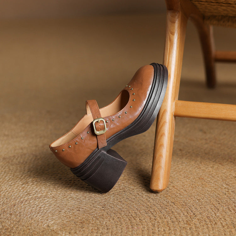 Genuine Leather Heeled Reva