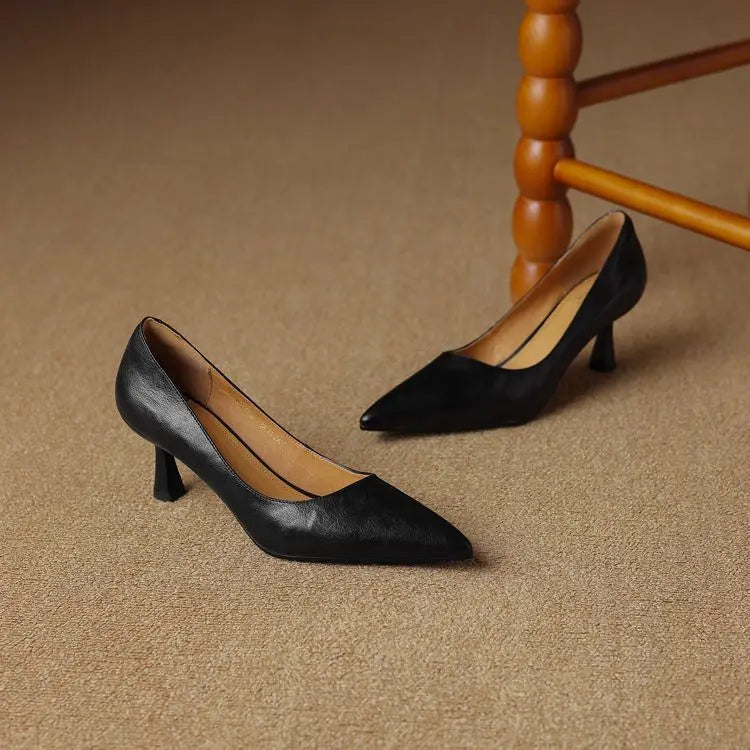 Authentic Leather Stiletto Heels Avero