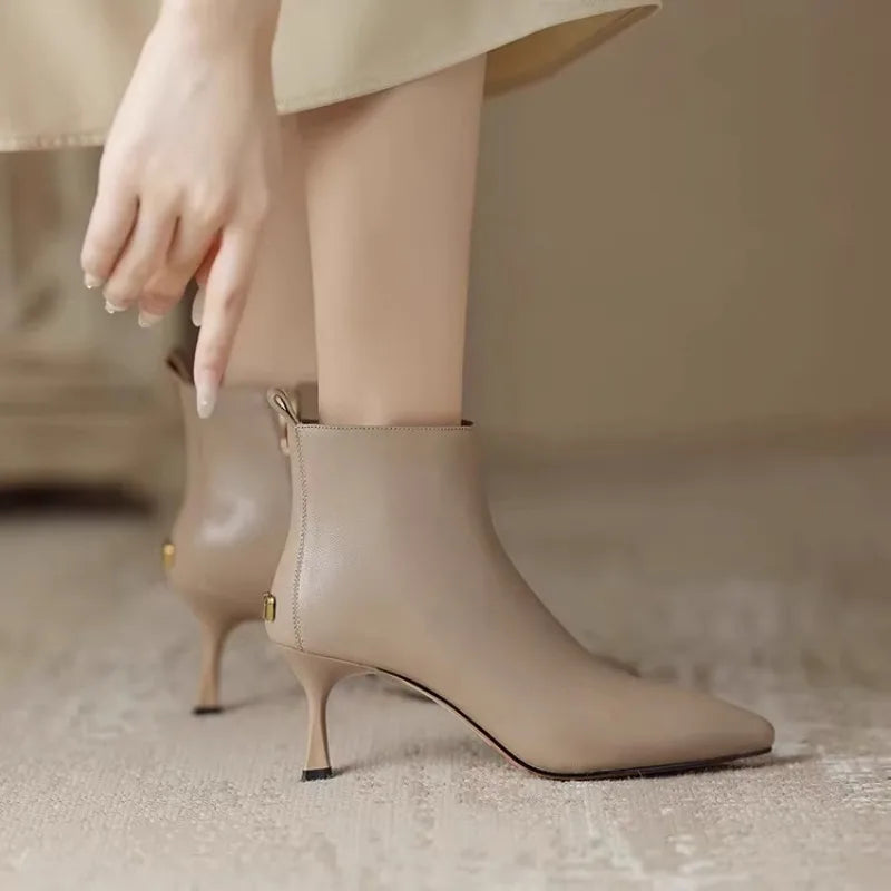 Shiny Ankle Boots with Cat Design