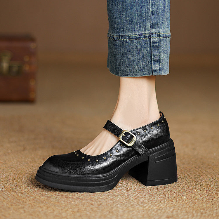 Genuine Leather Heeled Reva