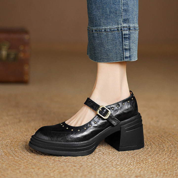 Genuine Leather Heeled Reva
