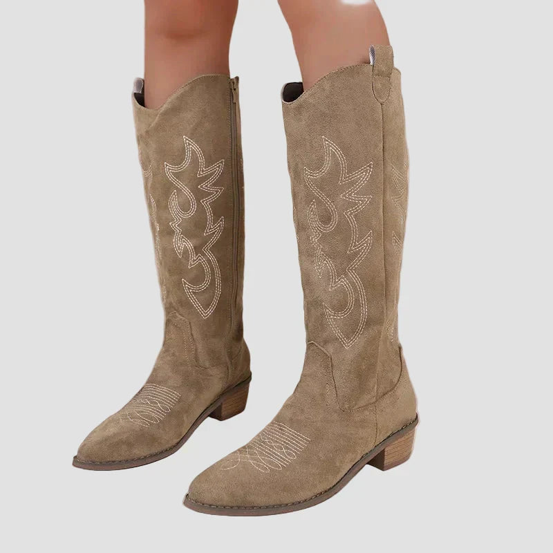 Katerina - Suede Cowboy Western Boots