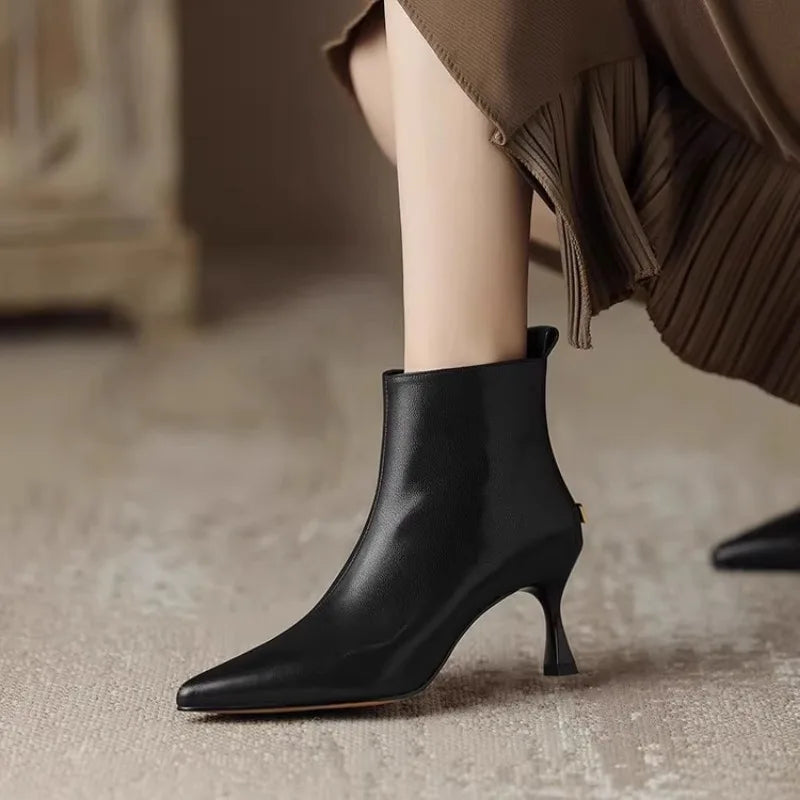 Shiny Ankle Boots with Cat Design
