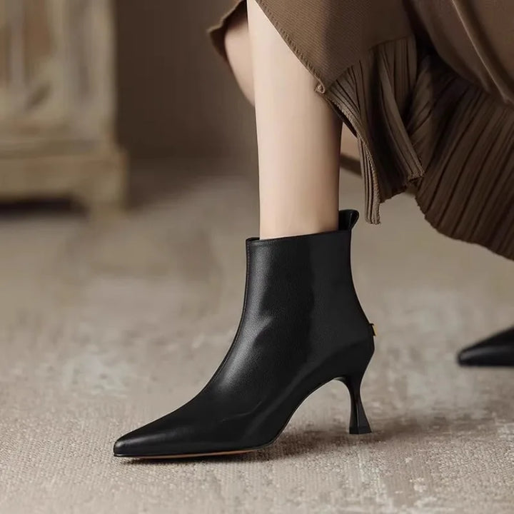 Shiny Ankle Boots with Cat Design