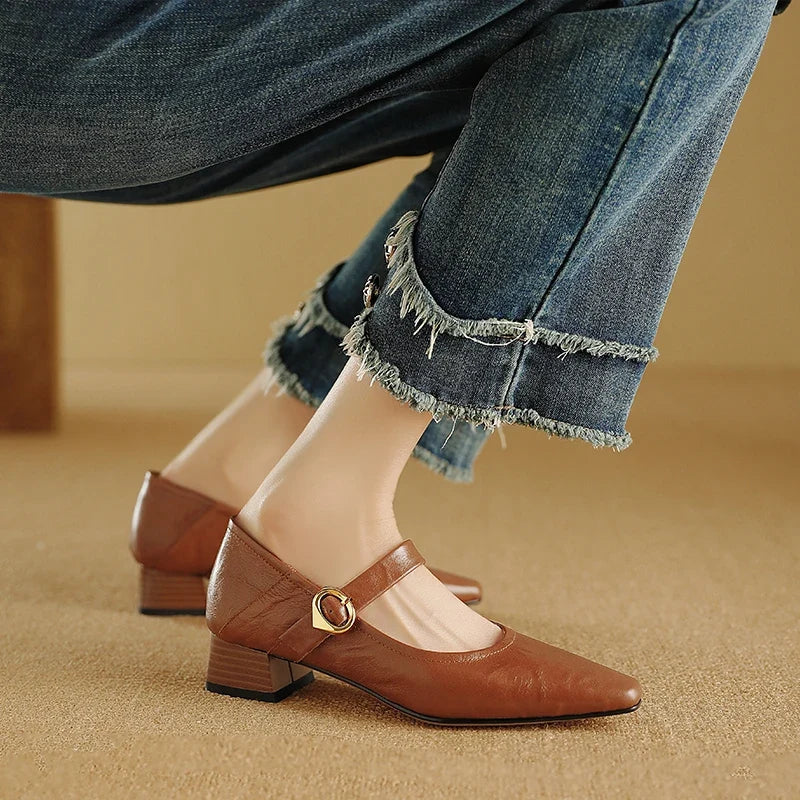 Genuine Leather Heels in Merlot Colour