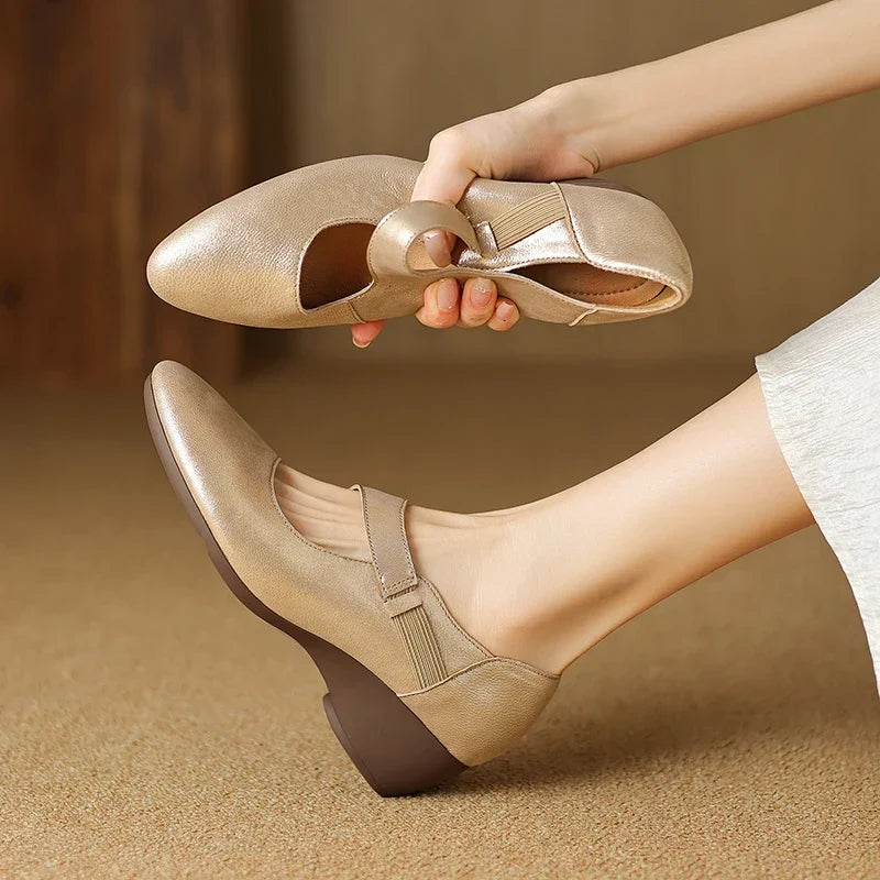 Authentic Leather Mary Jane Heels
