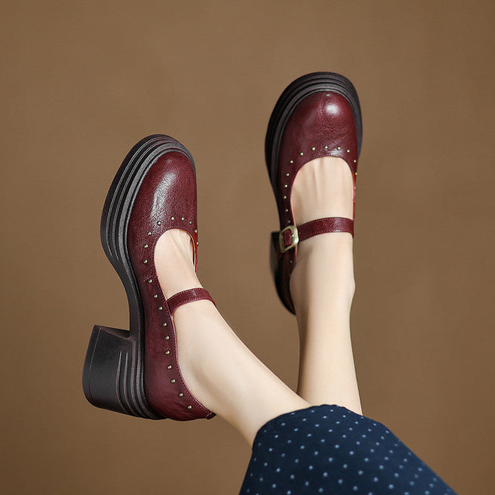 Genuine Leather Heeled Reva