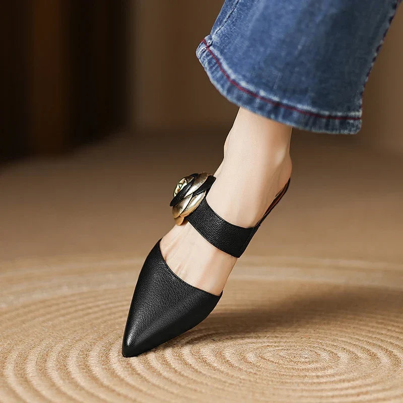 Genuine Leather Heels in Dark Red Colour